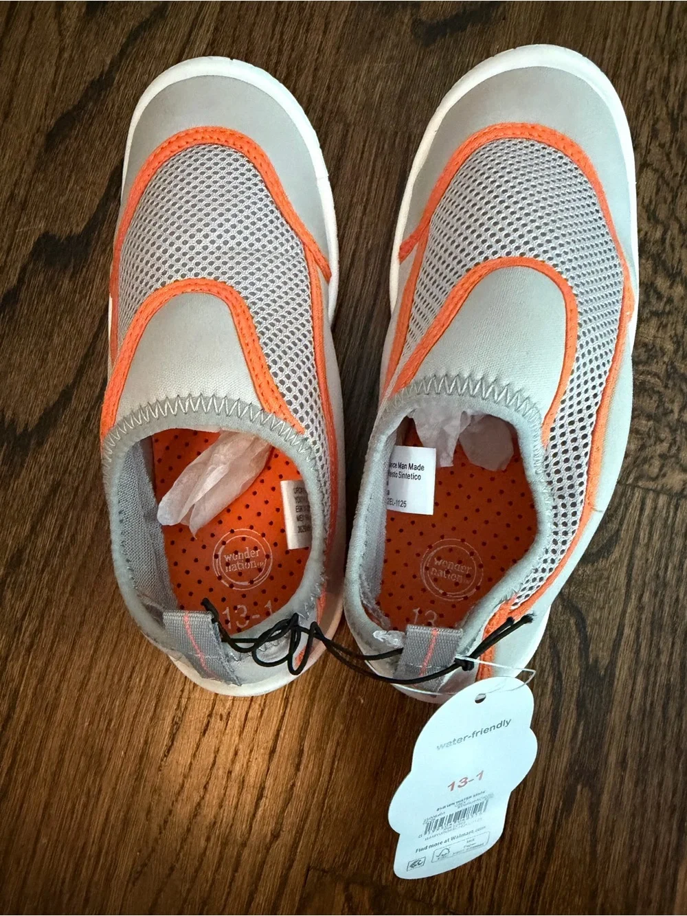 Gray and Orange Slip-On Water-Friendly Sneakers